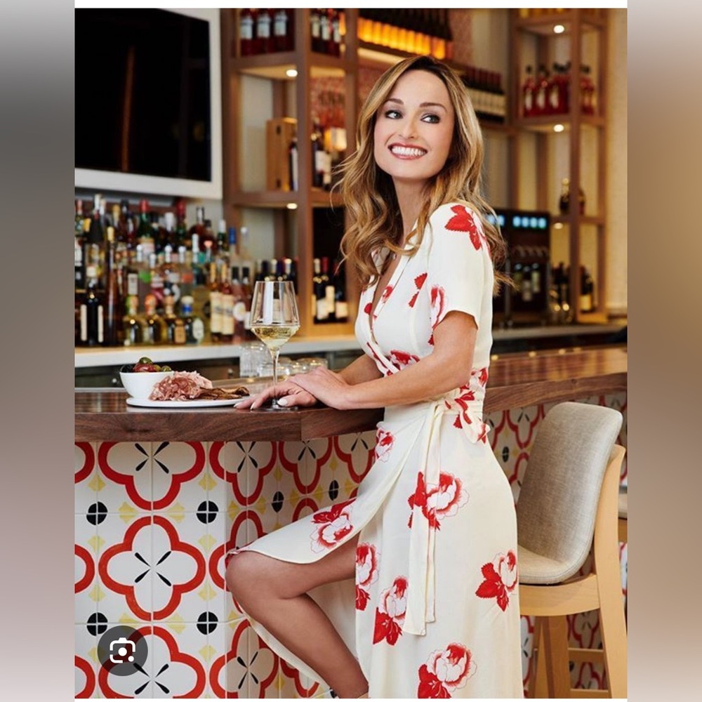 Ganni White and Red Floral Midi Dress